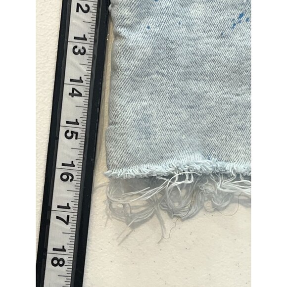 Wild Fable Shorts Womens 8 Blue Jean Denim High Rise Utility Fray Paint Splatter - Picture 7 of 16